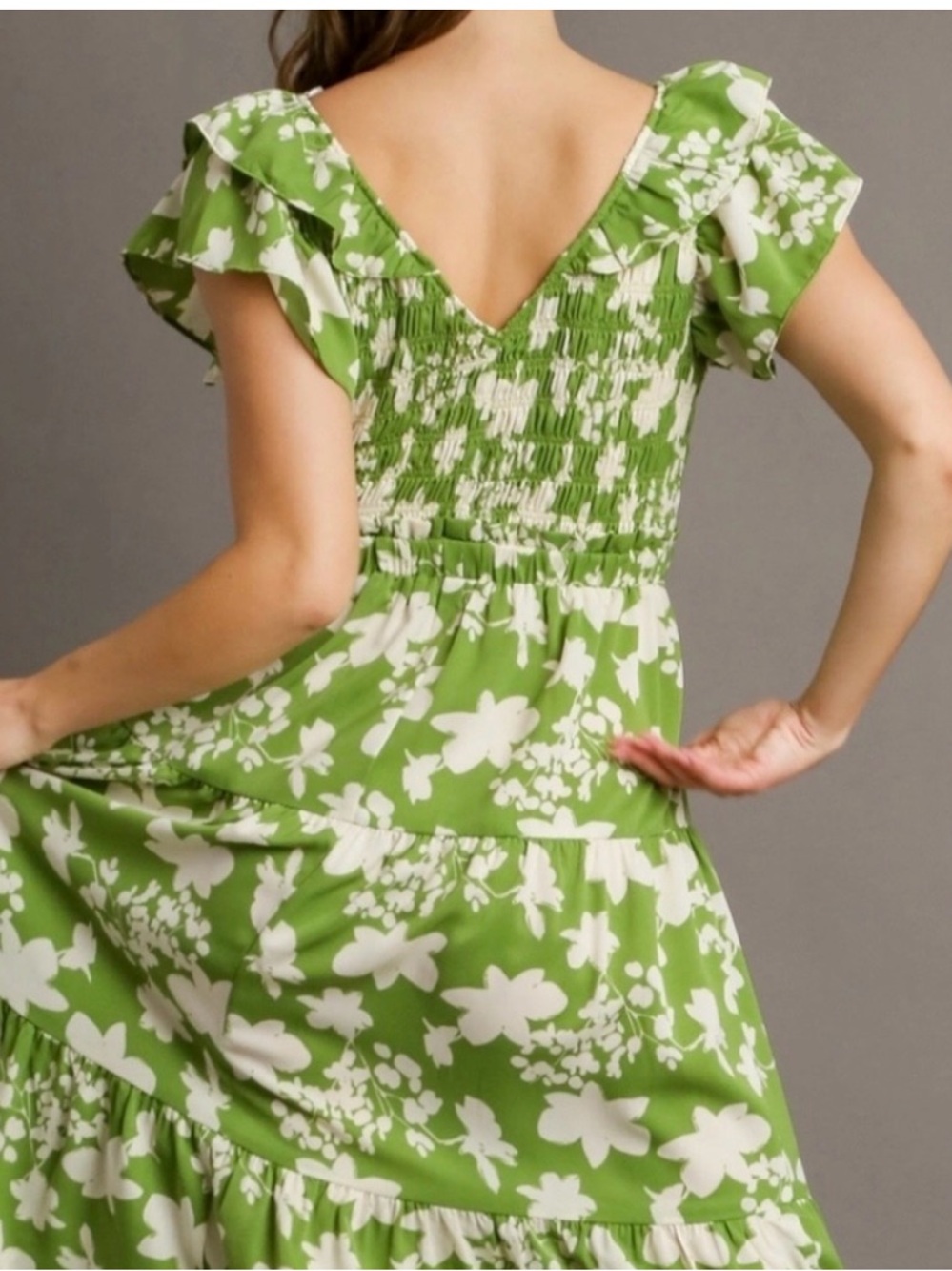 NWT Umgee Olive Floral Midi Dress - Picture 2 of 9